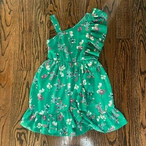 Green one shoulder girls dress